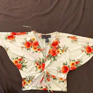 white floral top